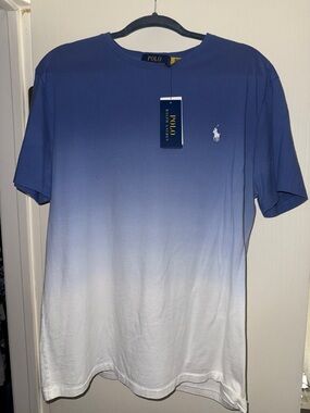 POlO by Ralph Lauren Blue-White Ombre Crewneck Tee. BRAND NEW! 🔥🔥🔥
